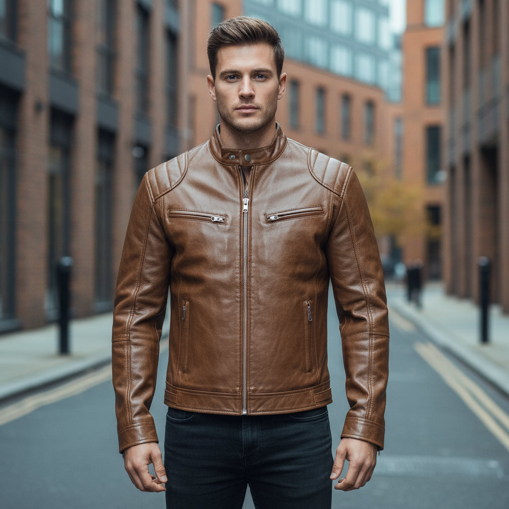 Men's Casual Biker Jacket | Eco-Friendly Vegan Leather