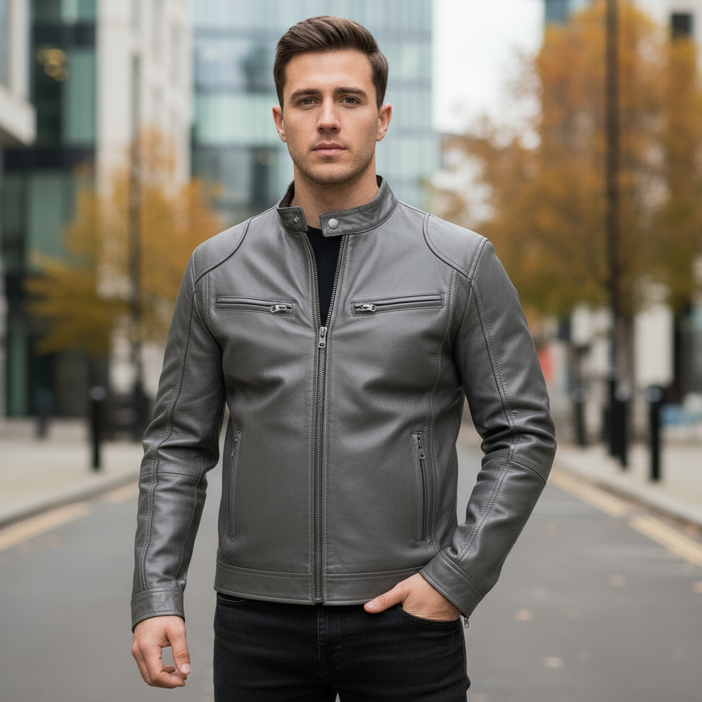 Men's Casual Biker Jacket | Eco-Friendly Vegan Leather