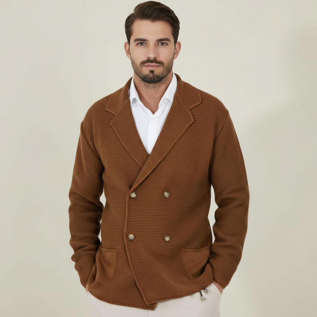 Men's Double-Breasted Blazer-Style Cardigan | Acrylic Blend