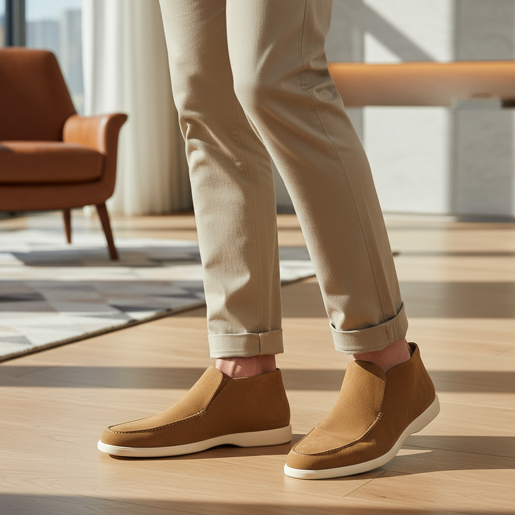 Men's Ankle-High Suede Loafers | Sleek Minimalist Style