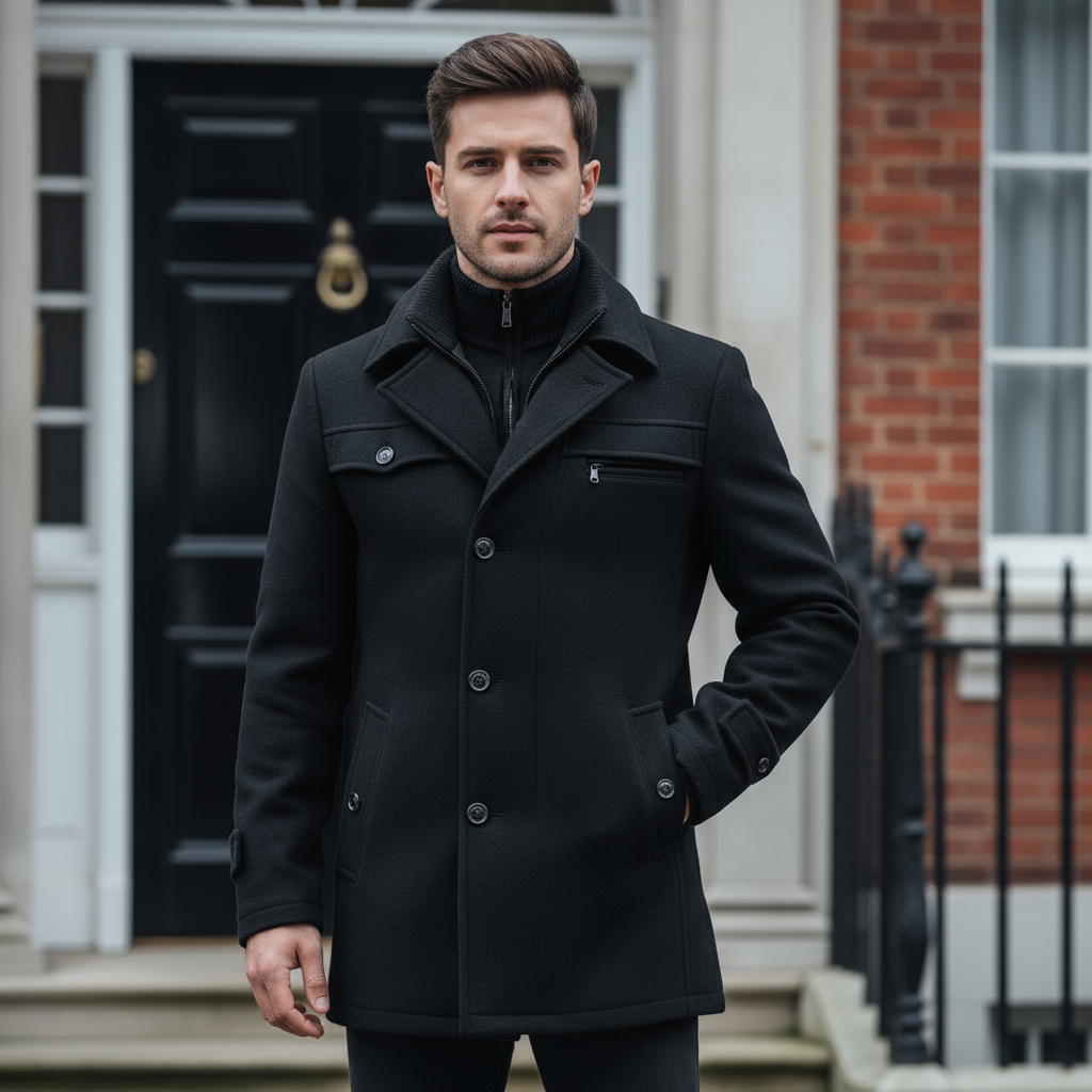 Men's Tailored Wool Blend Peacoat | Classic Winter Outerwear