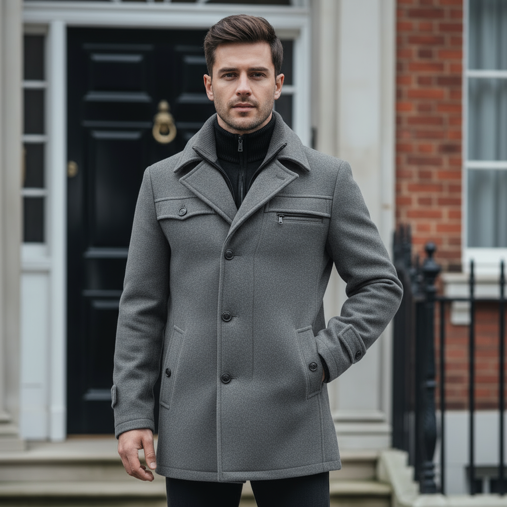 Men's Tailored Wool Blend Peacoat | Classic Winter Outerwear