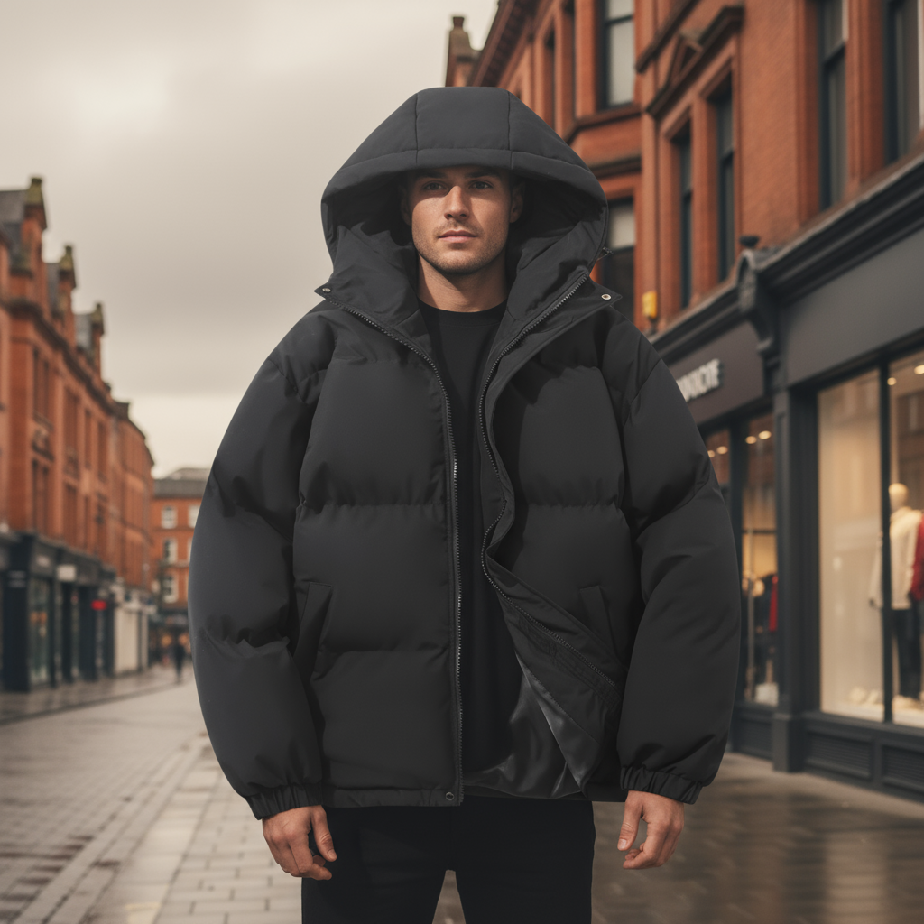 Men's Insulated Puffer Jacket with Hood – Ideal for Winter Adventures