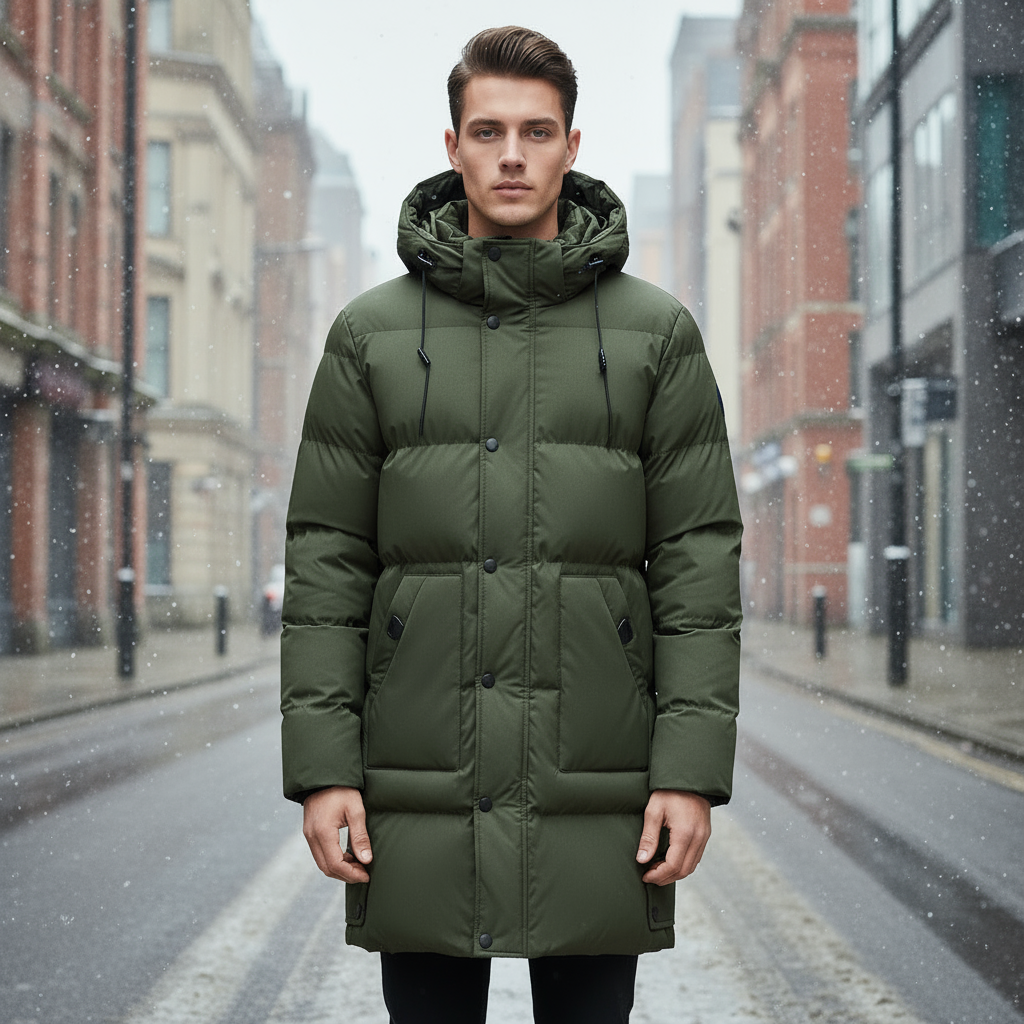 Men's Long Puffer Jacket | Insulated Padding, Contemporary Style