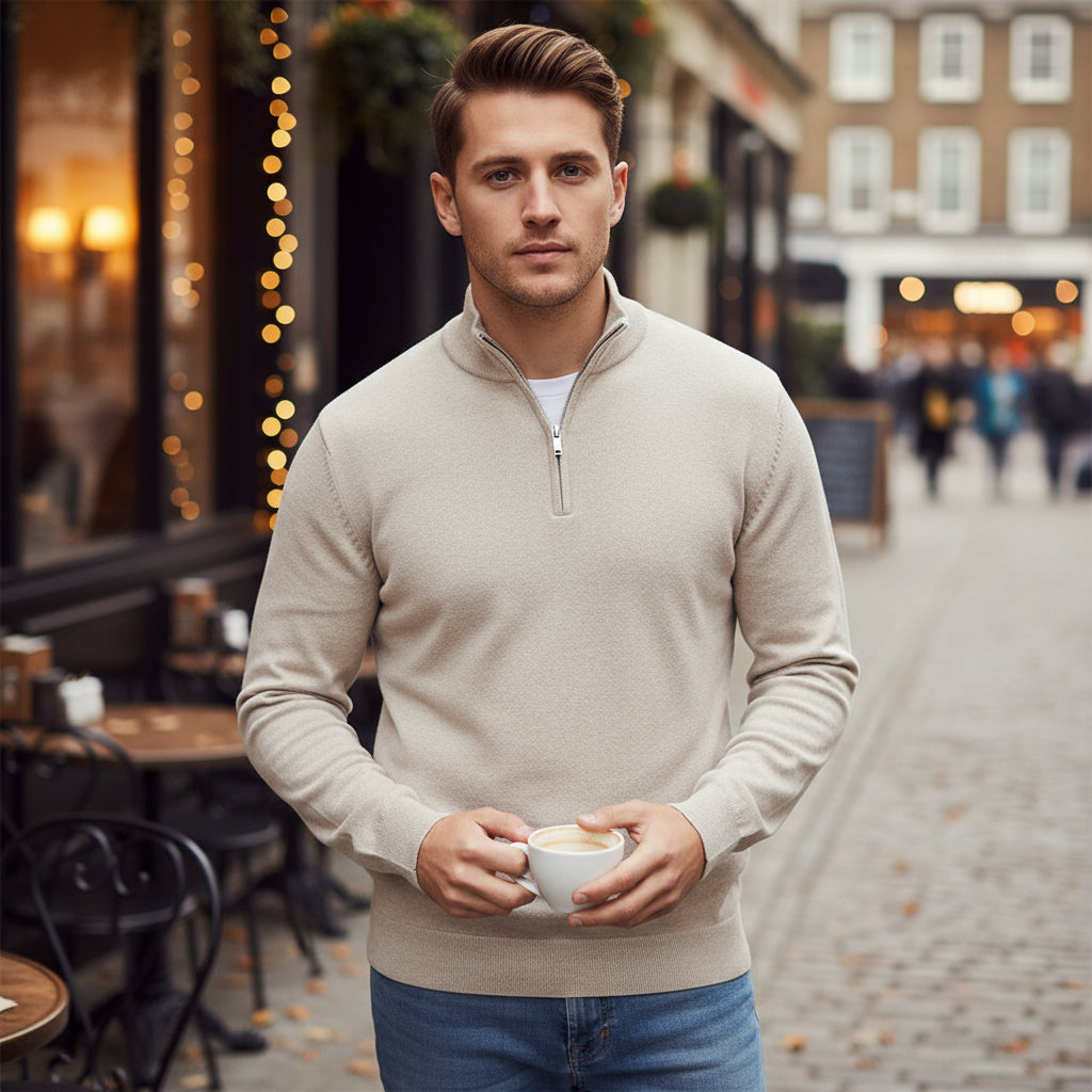 Men's V-Neck Pullover | Soft Cotton Blend, Regular Fit