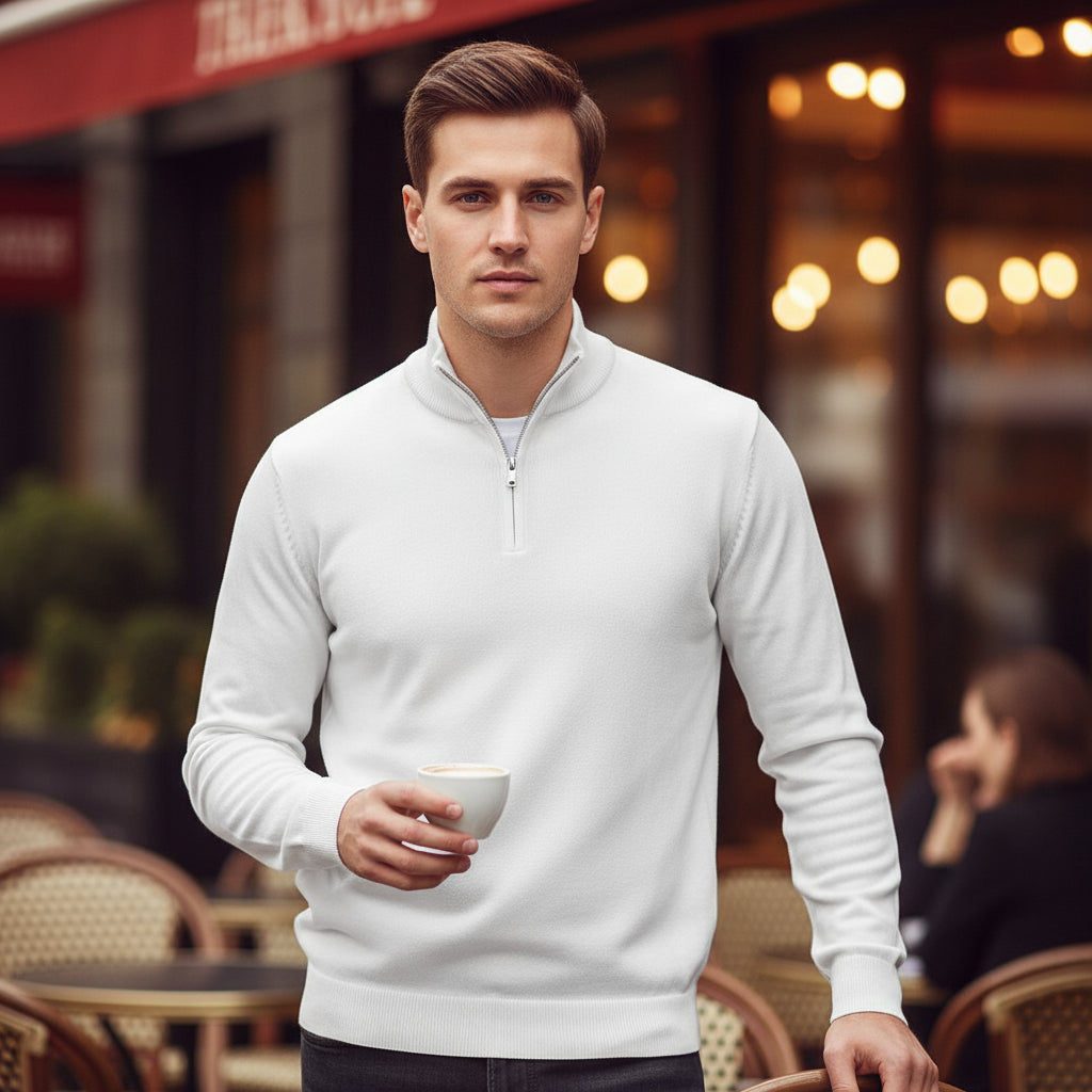 Men's V-Neck Pullover | Soft Cotton Blend, Regular Fit