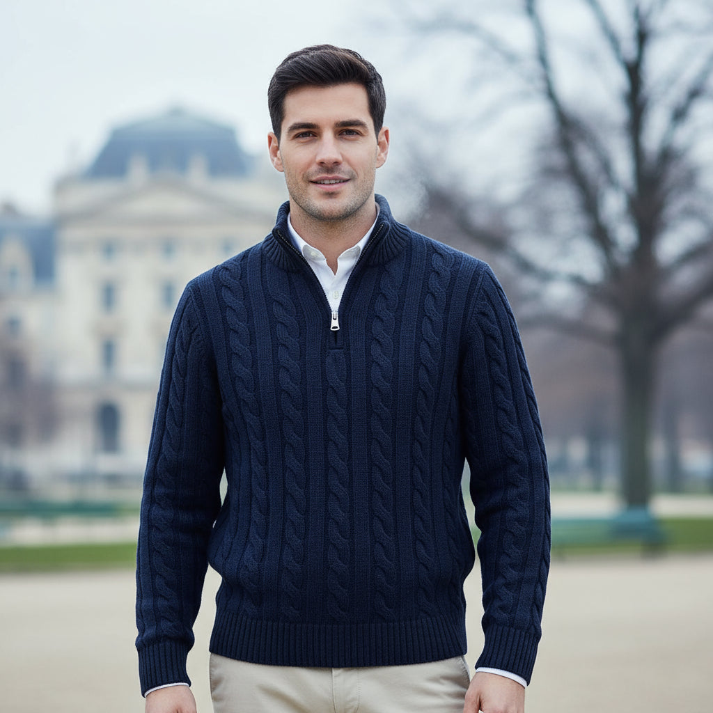 Men's Cable Knit Half-Zip Sweater
