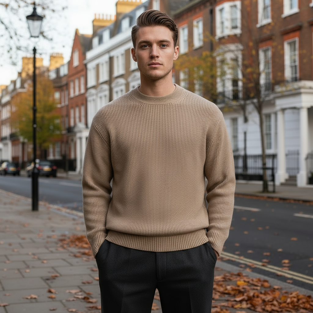 Men's Sweater | Soft-Fit Ribbed O-Neck for Ultimate Comfort