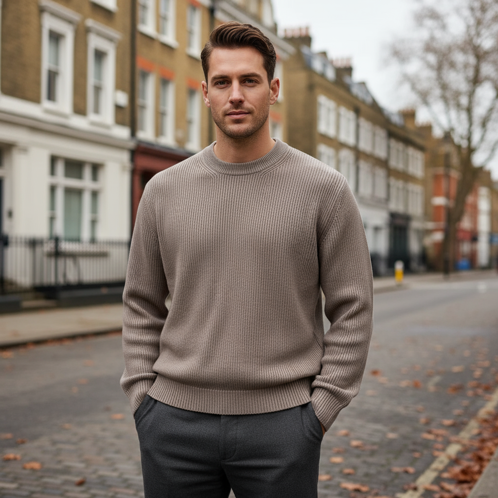 Men's Sweater | Soft-Fit Ribbed O-Neck for Ultimate Comfort