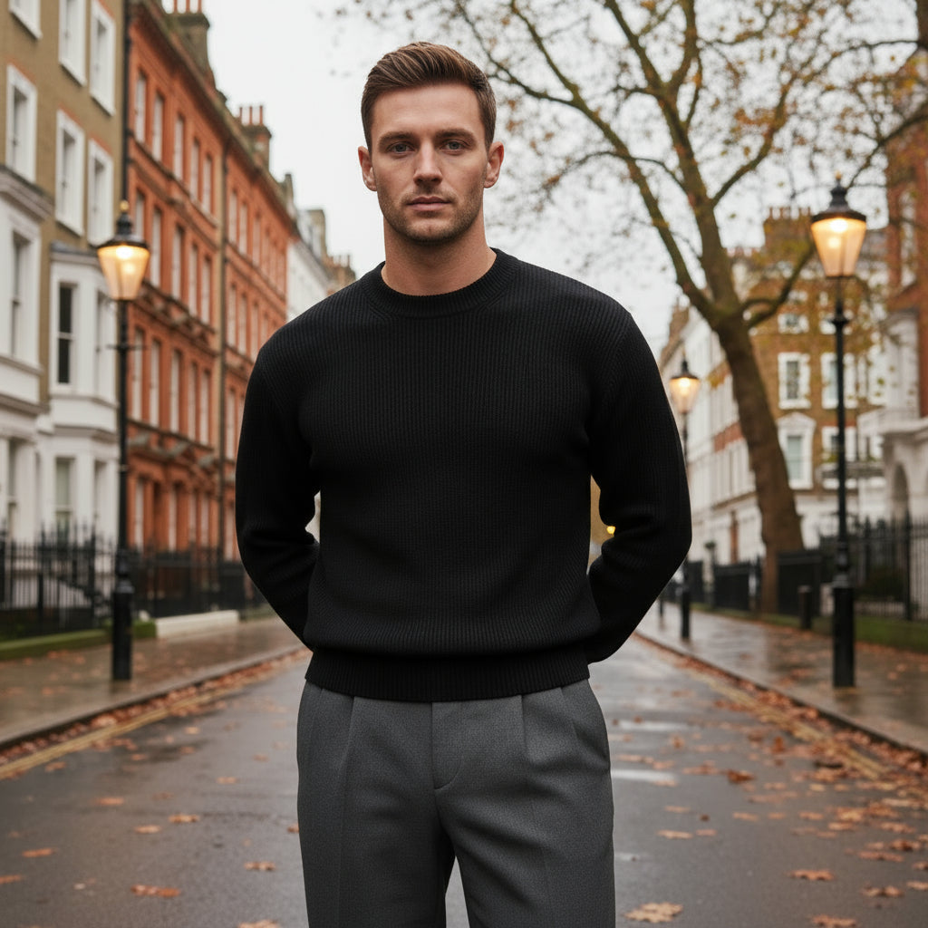 Men's Sweater | Soft-Fit Ribbed O-Neck for Ultimate Comfort