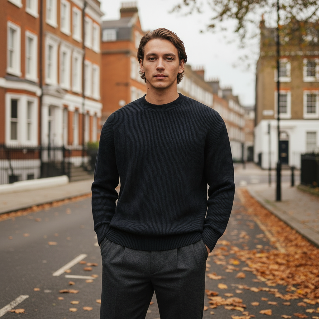 Men's Sweater | Soft-Fit Ribbed O-Neck for Ultimate Comfort