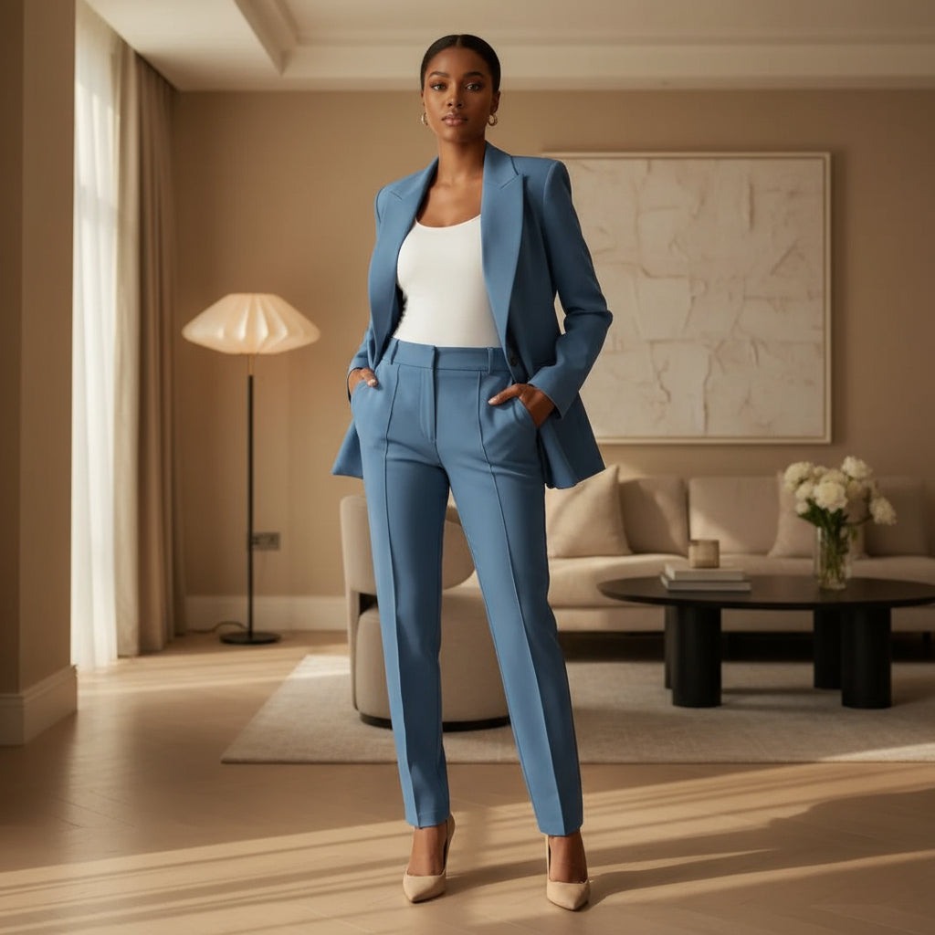 – Women's Tailored Blazer and Trouser Set | Chic and Elegant Style