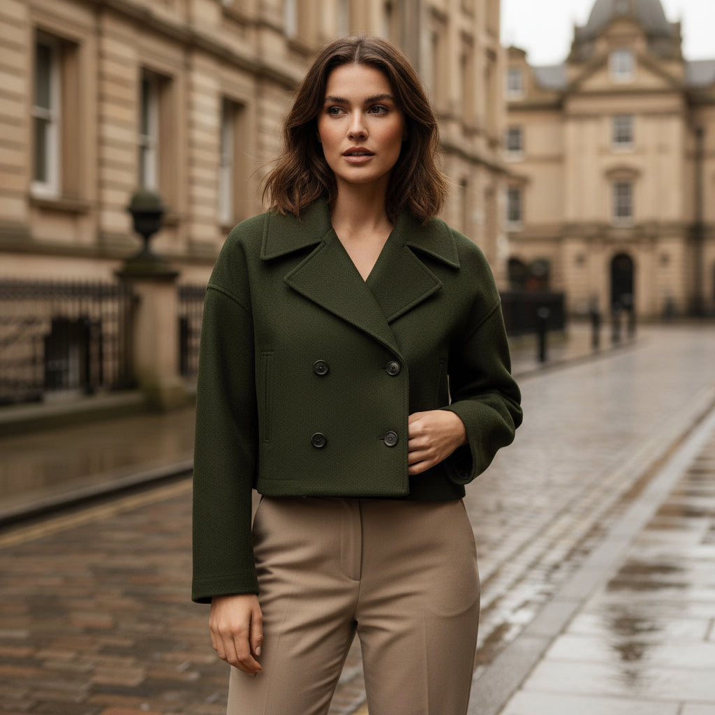 Women's Cropped Double-Breasted Jacket