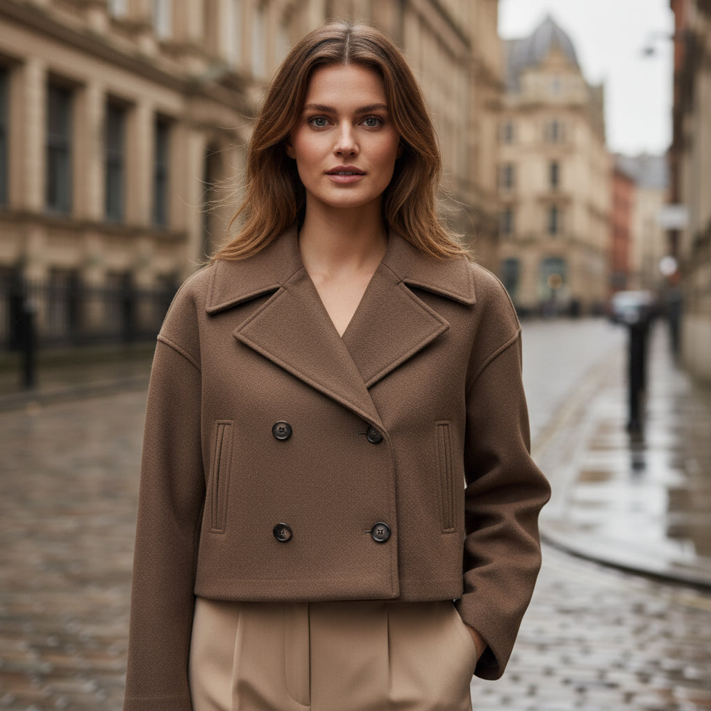 Women's Cropped Double-Breasted Jacket