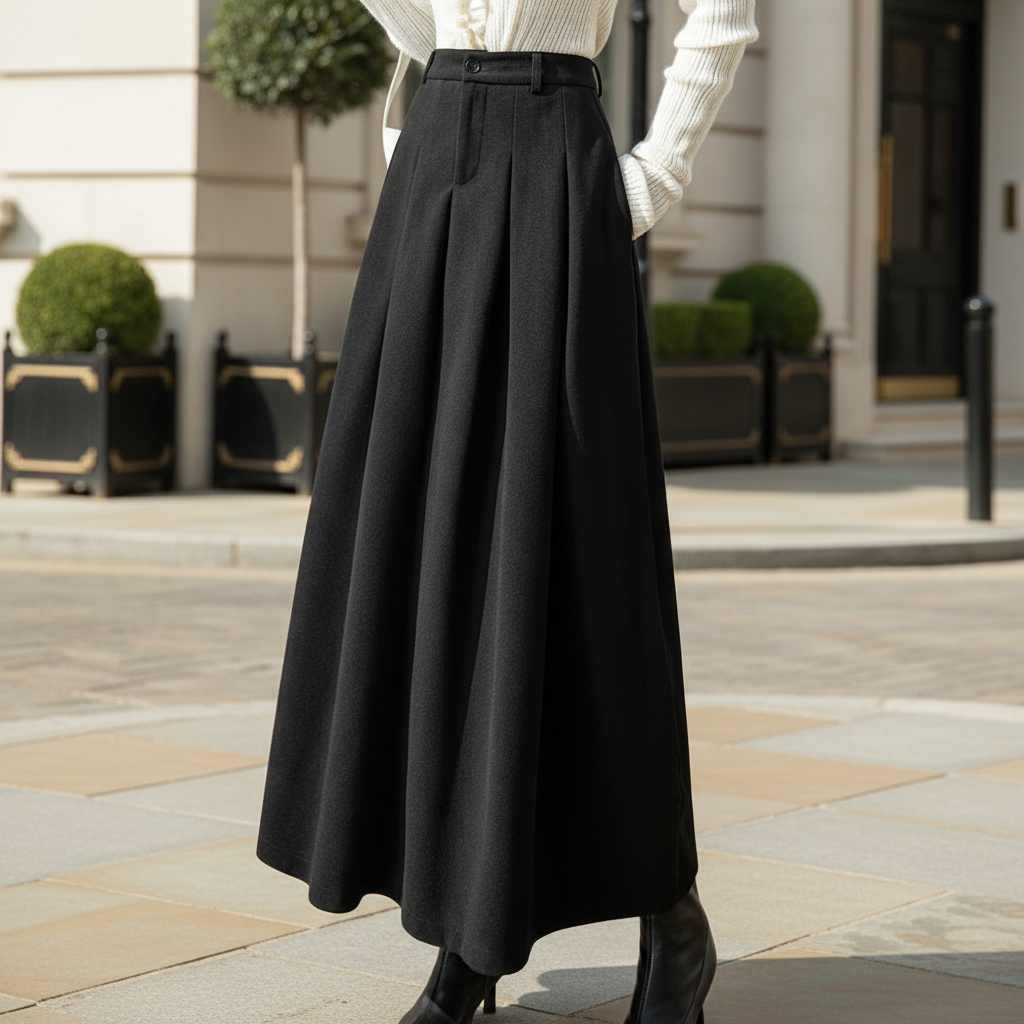 – Women's Pleated A-Line Maxi Skirt