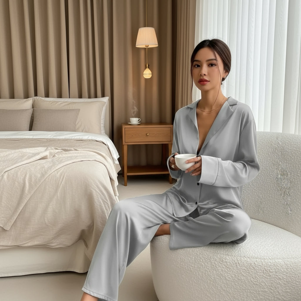 Women's Satin Pajama Set | Hypoallergenic & Soft Touch