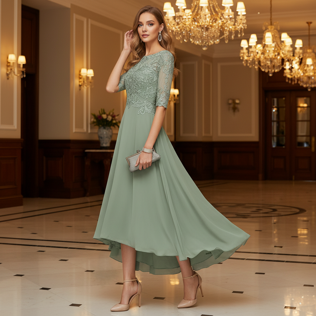 – Women's Elegant Party Dress | Featuring Lace Accents and a Flattering Silhouette