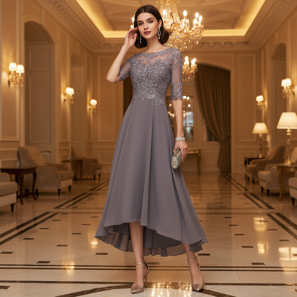 – Women's Elegant Party Dress | Featuring Lace Accents and a Flattering Silhouette