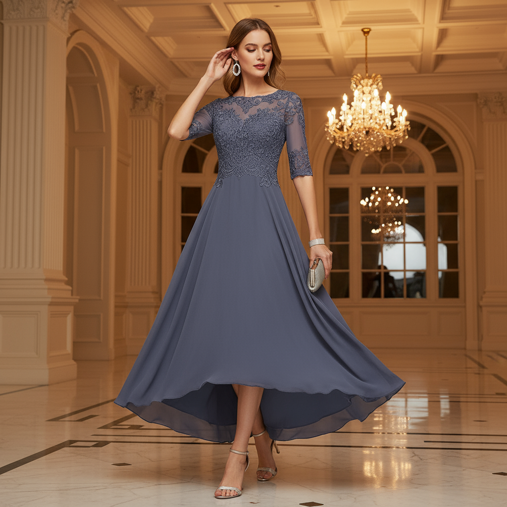 – Women's Elegant Party Dress | Featuring Lace Accents and a Flattering Silhouette