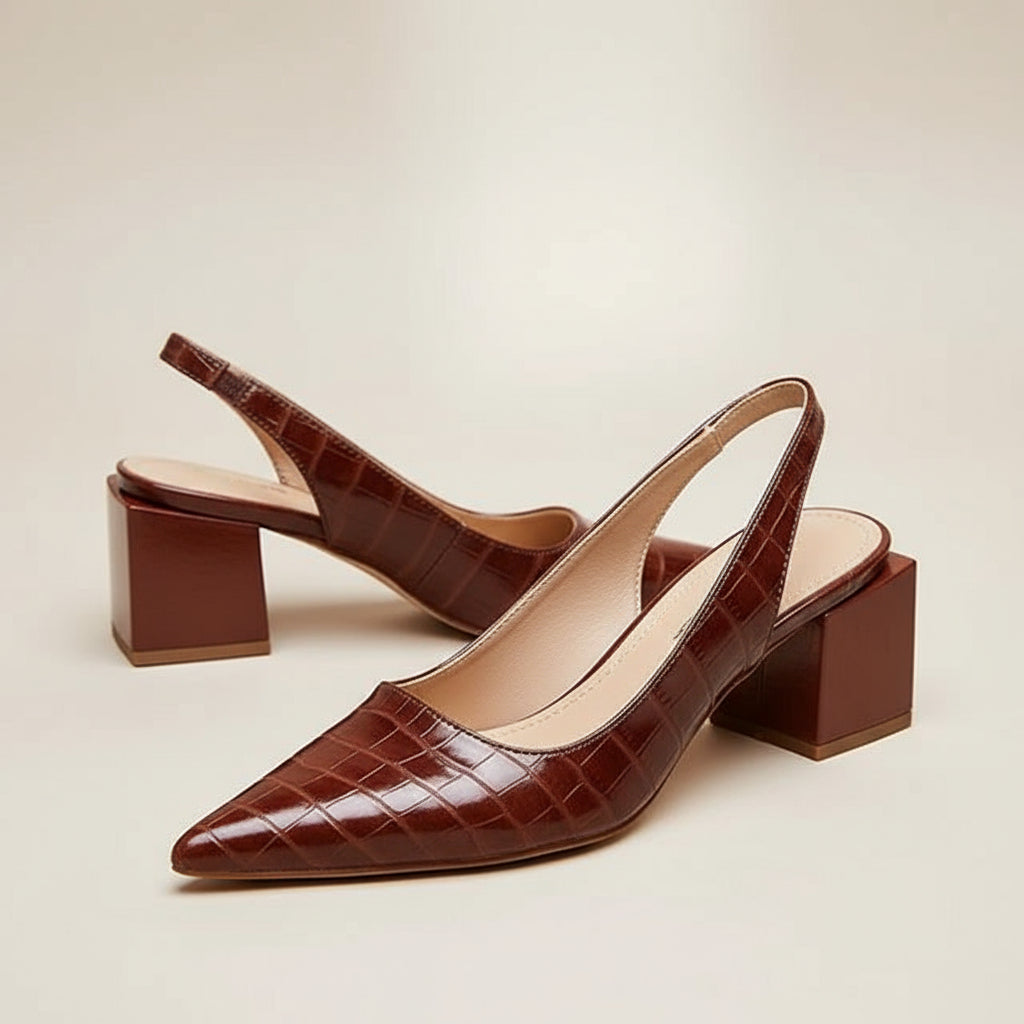 Women's Orthopedic Pumps | Croco-Design with Soft Footbed