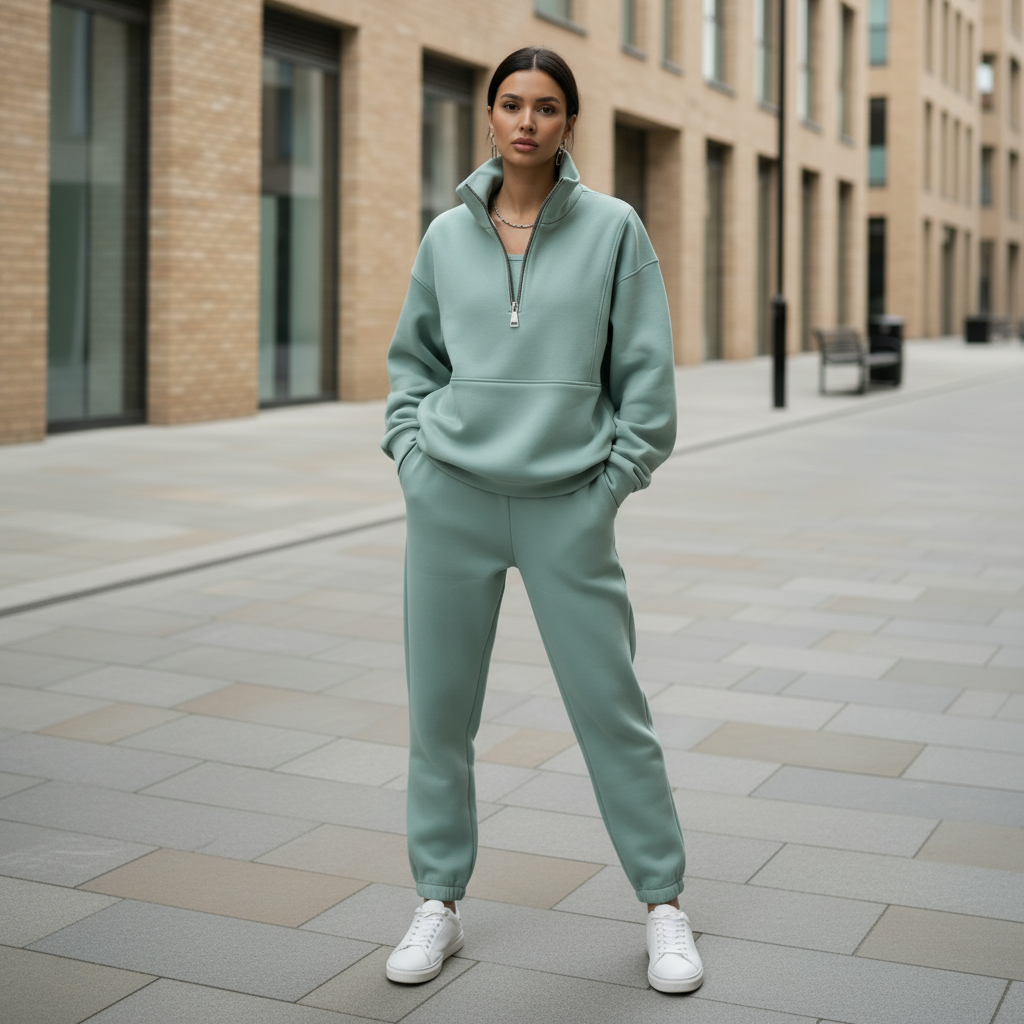 Women's Tracksuit | Comfortable Fabric Blend, Relaxed Fit, Half-Zip Cardigan
