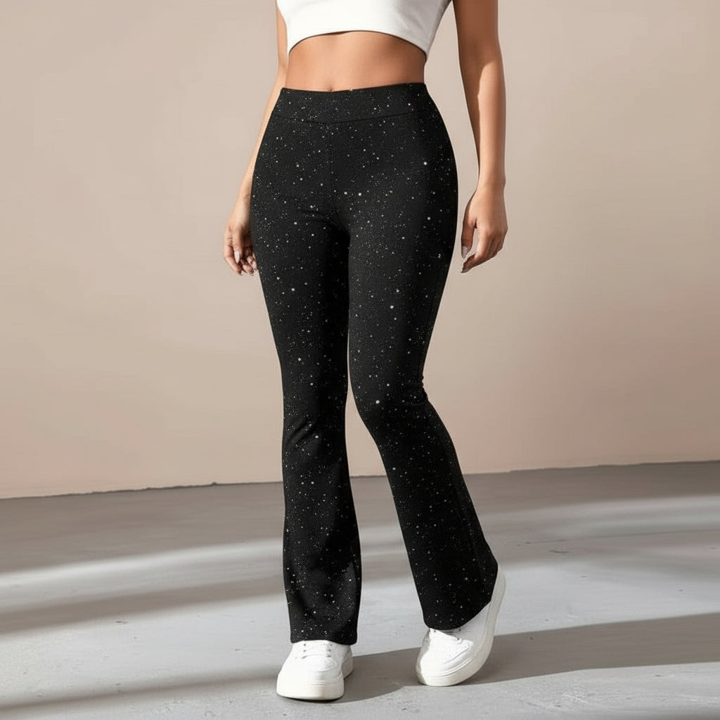 Women's Flared Trousers | Comfortable Glitter Fabric