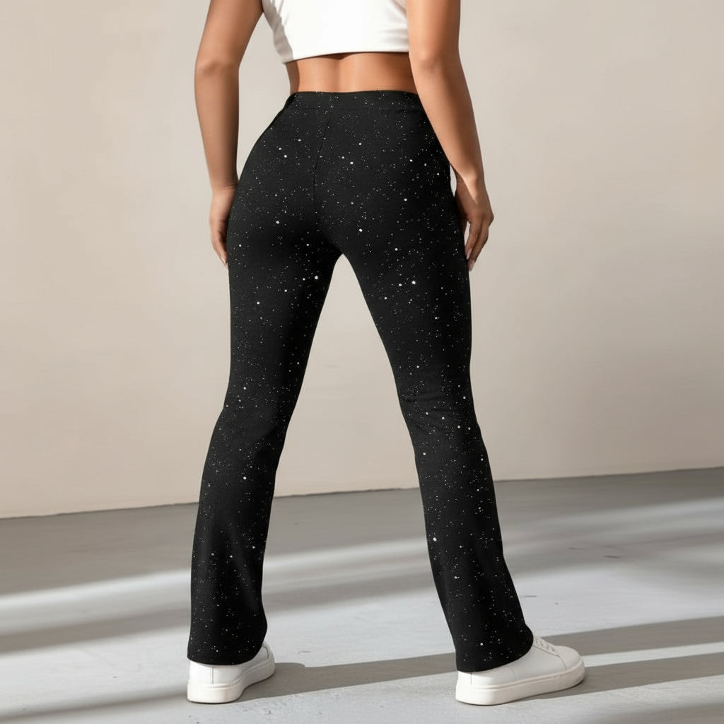 Women's Flared Trousers | Comfortable Glitter Fabric